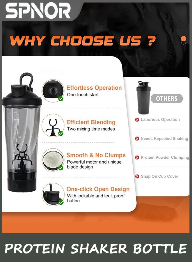 Spnor Protein Shaker Bottle, 24oz Rechargeable Electric Protein Shake Mixer, Shaker Cups for Protein Shakes and Meal Replacement Shakes - Image 4